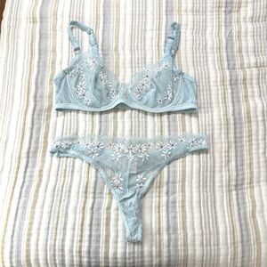 Lounge Fleur Balcony Bra and Thong set Floral Lace Lingerie Set Sz 38D XL